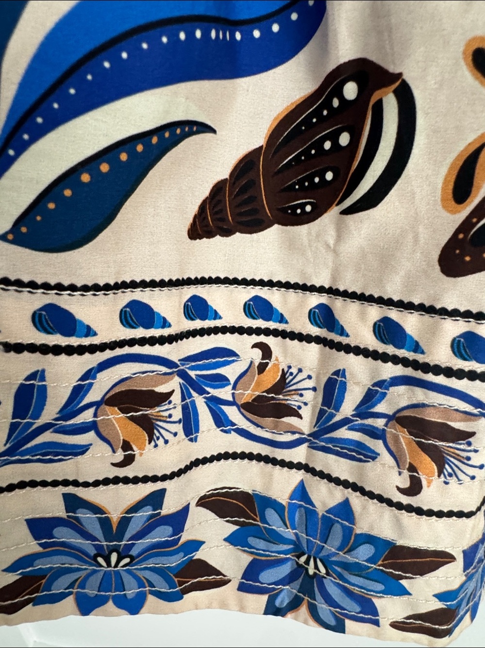 Farm Rio Floral Print Belted Mini Dress - Blue & Tan - Picture 4 of 10